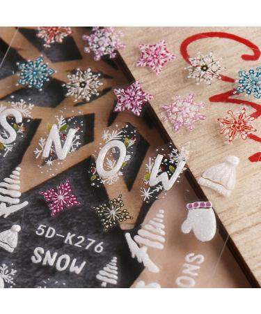 JMEOWIO 3D Embossed Christmas Nail Art Stickers Decals Self-Adhesive 5D Colorful Snowflake Winter Holiday Nail Supplies Nail Art Design Decoration Accessories 4 Sheets - Buy Online on GoSupps.com