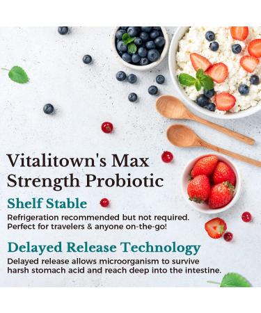 Vitalitown Probiotics 120 Billion CFUs - 36 Strains & Digestive Enzymes - 30 Veg Caps - Buy Online on GoSupps.com
