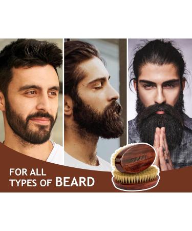RUBAB Men 100% Boar Bristle Beard Brush with Mango Wood Handle in Faux Leather Pouch (#Groom Home. Stay Safe) - Buy Online on GoSupps.com
