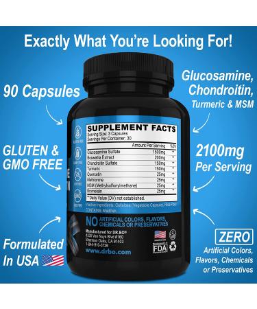 Glucosamine Chondroitin Turmeric MSM 2100mg Joint Pain Relief Supplement - Bone Health Support for Men & Women - Buy Online on GoSupps.com