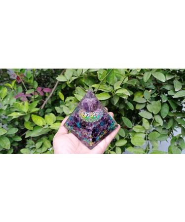 Jet Amethyst Ball Orgone Pyramid - 300g Aum Symbol - Chakra Balancing Gift with Free Crystal Therapy Booklet - Positive Energy & Harmony - Buy Online on GoSupps.com