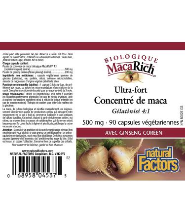 Natural Factors Organic MacaRich Super Strength Maca & Ginseng 500mg - 90 Veg Capsules - Buy Online on GoSupps.com