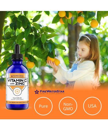 Liquid Vitamin C with Zinc - 4oz - 60 Servings - Organic Non-GMO - Adults and Kids - 99% Pure Ascorbic Acid - VIT C Drops - Bioactive Vitamin C Liquid - Immune Support Skin Health Antioxidants - Buy Online on GoSupps.com