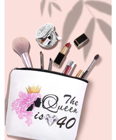 40th Birthday Gifts for Women - Compact Mirror and Makeup Bag Set | Silver Bday Gifts - Buy Online on GoSupps.com