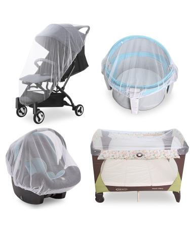 Baby Mosquito Net for Stroller, Durable Bug Net for Stroller, Bassinets, Cradles, Playards, Pack N Plays and Portable Mini Crib, Portable & Durable Baby Insect Netting White