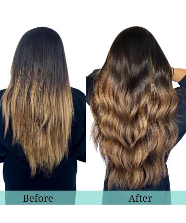Doores Real Hair Extensions Clip-In - 18 Inch 120g Dark Brown to Chestnut Brown & Dirty Blonde Highlights - Remy Human Hair - 45cm 7 Pieces - Buy Online on GoSupps.com