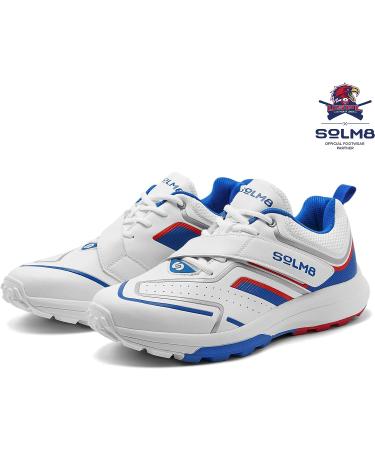 SOLM8 Men's Cricket Shoes - Rubber Spikes, All Round Performance Footwear (Blue/Red) - Size 11 - Buy Online on GoSupps.com