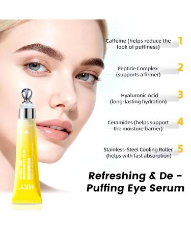 HKY Eye Cream Under Eye Bags And Wrinkles Repair Cream Brightener Anti Aging Dark Circles Puffiness Under Eye Treatment With Caffeine Serum & Cyclodextrin Morning Instant Firming Gold 0.71 Fl Oz (Pack of 1) - Buy Online on GoSupps.com