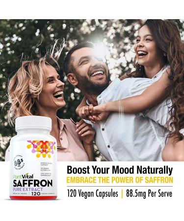 PlantVital Saffron Supplement - 100% Pure Extract for Appetite Control, Energy, Mood, Eye Health & Macular Degeneration Prevention - 120 Count - Buy Online on GoSupps.com
