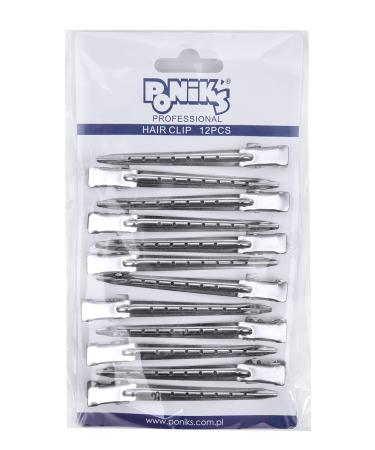 12-Pack Metal & Plastic Hair Clips for Hairdressers - 8.5 cm Silver Clips for Professional Hair Styling - Buy Online on GoSupps.com