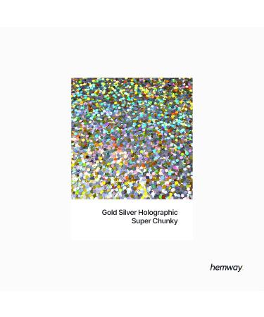 Hemway Premium Ultra Sparkle Glitter - Multi-Purpose Metallic Flake for Arts Crafts Nails & Cosmetics - Gold Holographic Super Chunky (100g) - Buy Online on GoSupps.com