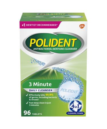 Polident 3 Minute Daily Denture Cleaner Triple Mint Fresh 96 Tabs (Packaging May Vary) 96's BEAUTY