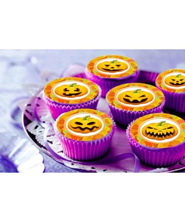 24 x Pre-Cut Pumpkin Set Edible Stand up Wafer/Rice Paper Cupcake Toppers Halloween Birthday Party Cake Decorations - Buy Online on GoSupps.com