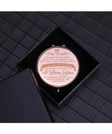 ElegantPark Personalized Compact Mirror - Engraved Birthday Gift for Daughter - Rose Gold Travel Makeup Mirror from Mom & Dad - Buy Online on GoSupps.com