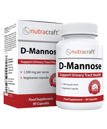 Nutracraft 1500mg Pure D-Mannose Supplement for Urinary & Bladder Health | No Preservatives or Gluten | Made in The USA | 90 Vegetarian Capsules