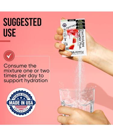 PowderVitamin Electrolytes Powder Plus, Keto, Watermelon, Sugar Free, 1000mg Potassium, 120mg Calcium, 120mg Magnesium, Non-GMO, Zero Calories, 30 Hydration Packets Watermelon 0.07 Ounce (Pack of 100) - Buy Online on GoSupps.com