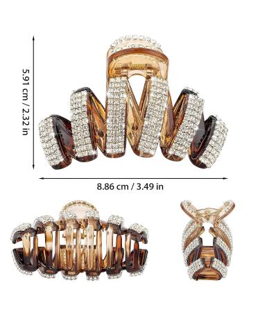 Noverlife 2PCS Rhinestone Hair Claw Clips for Women - Large Bling Hair Clamps with Strong Hold for Thick Hair | Fancy Crystal Hair Catch Barrette Acrylic Jaw Clamp - Stylish Hair Barrettes - Buy Online on GoSupps.com