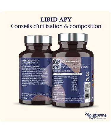 Apyforme - Libid Apy Booster - Energy Power and Endurance - Based on Ecklonia Ginseng Maca Fenugreek and Tribulus - 100% Natural - 60 Capsules - Made in France - Buy Online on GoSupps.com