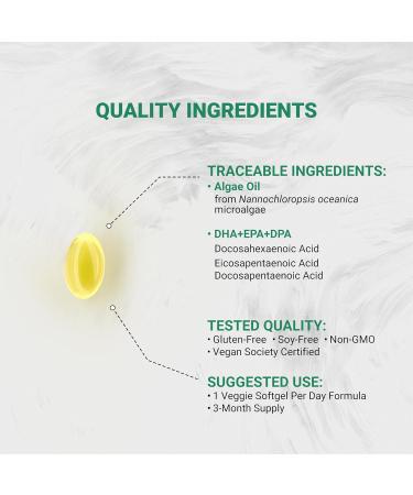 Naturalis Double Strength Vegan Omega 3 DHA EPA & DPA from Microalgae | Vegan Society Certified Sustainably Sourced True Full Spectrum | 90 Veggie Softgels (Carrageenan Free) 90 Count (Pack of 1) - Buy Online on GoSupps.com
