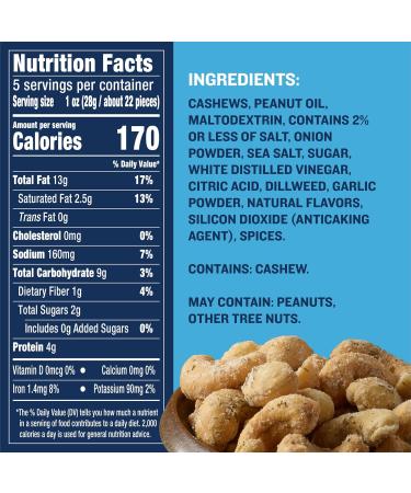 PLANTERS Whole Cashews Dill Pickle Flavored Party Snacks Plant Based Protein 5 oz (Pack of 2) Bundle With a Snack Scout Lunch Bag - Buy Online on GoSupps.com