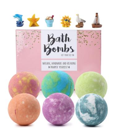 LotFancy 6 Pack Bath Bombs with Toys 4.2 Oz Bath Bombs for Boys Girls Kids with Surprise Inside Organic Bubble Bath Fizzies with Natural Essential Oils Kid Birthday Gifts 6-Pack with Toys