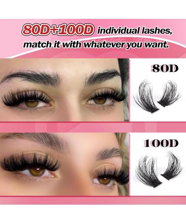 Eyelash Extension Kit Thick Cluster Lashes 280pcs D Curl Individual Eyelashes Lash Extension Kit with Eyelash Clusters Lash Glue Bond and Seal and Lash Tweezers by Goddvenus B-80D+100D Kit-B - Buy Online on GoSupps.com