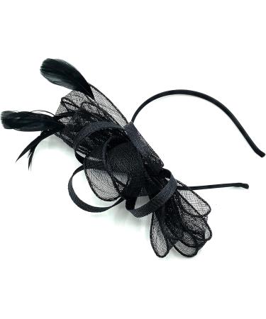 Ladies Large Feather Aliceband/Clip Fascinator for Weddings Races Royal Ascot Hair Piece (Black) - Buy Online on GoSupps.com