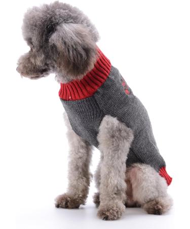 Christmas Dog Sweater - Warm Knit Turtleneck for Puppies | Gray Reindeer Pattern | Perfect Holiday Gift XXL - Buy Online on GoSupps.com