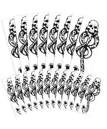 Zayvor Halloween Death Eater Tattoo Set - Mamba Skull Snake Temporary Mark for Adult & Kids Costume - 8 Large and 12 Small Tattoos Included - Buy Online on GoSupps.com