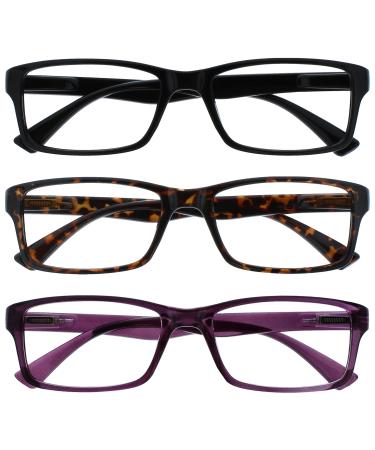 The reading glasses are underway black brown purple readers value 3-pack men women uvr3092bk_br_p +3.50 black brown purple +3.50 dioptries