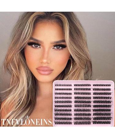 Fluffy Lash Extension Kit - 60D 80D 100D Lash Clusters | 300PCS Individual Eyelashes with Bond Seal & Tweezers - TNFVLONEINS - Buy Online on GoSupps.com