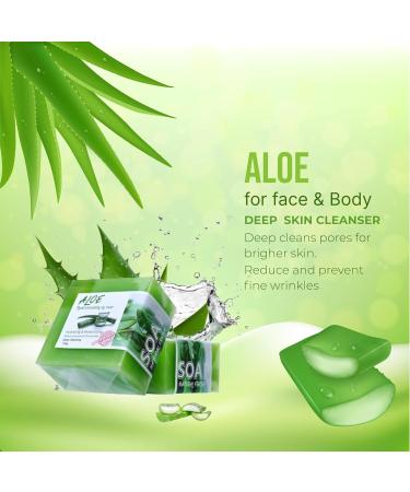 Aloe Essence Handmade Soap Bar Plant-Based Essential Oil Cleanser for Acne Aging & Sunburn Relief Natural Moisturising Body & Face Wash 100g - Buy Online on GoSupps.com