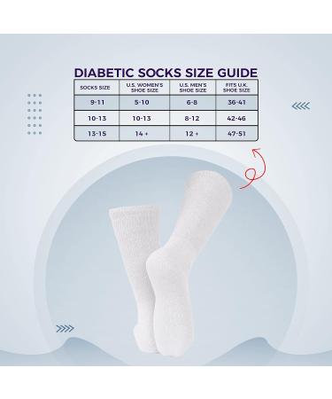 Diamond Star Diabetic Socks for Men & Women - Non-Binding Doctor Approved Crew Socks - White, 12 Pairs (Size 9-11) - Buy Online on GoSupps.com