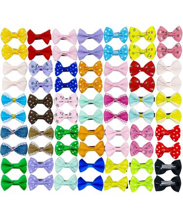 DORUI Dog Bows 70 Pcs/35 Pairs Metal Clips Puppy Yorkie Small Dog Bowknot Hair Bows/Handmade Cute Patterns Topknot Bows for Pet Grooming Hair Accessories(70 Pcs Metal Clips) Metal Clip(70 pcs)