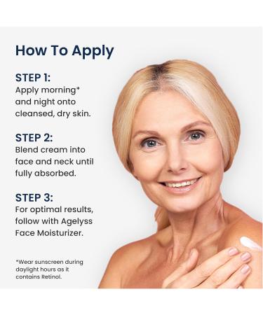 Agelyss Retinol Face Cream - 1% Retinol - Collagen, Hyaluronic Acid - 2 Fl Oz - 60mL - Pack of 1 - Buy Online on GoSupps.com