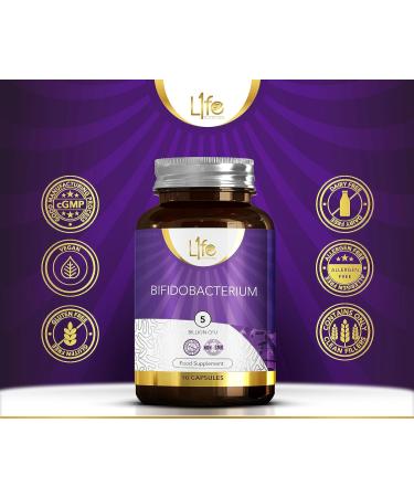 Bifidobacterium Probiotic Supplement | 90 Capsules - 5 Billion CFU | High Strength Probiotics | Non-GMO & Gluten Free | Made in The UK - Buy Online on GoSupps.com
