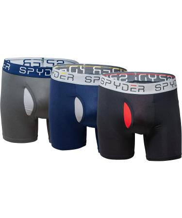 Spyder Performance Mesh Men's Boxer Briefs 3 Pack - X-Large Navy/Black/Grey - Buy Online on GoSupps.com