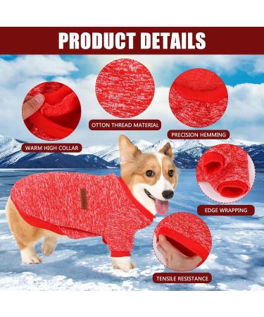 Warm Dog Sweater - Fleece Hoodie for Small & Medium Dogs | Cozy Winter Pet Coat for Corgis Bulldogs & Bichons (L/35cm) - Red - Buy Online on GoSupps.com