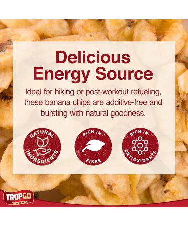 Tropgo Banana Chips 110g - Dried Fruit in Resealable and Recyclable Tub - Quick Energy Boost & Wholesome Trail Mix - Ready-to-Eat Dehydrated Fruit Snacks for Kids and Adults - Buy Online on GoSupps.com