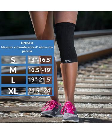 Zensah Compression Knee Sleeve - Relieve Knee Pain, Treat Runners Knee - Medium Midnight Black - Buy Online on GoSupps.com