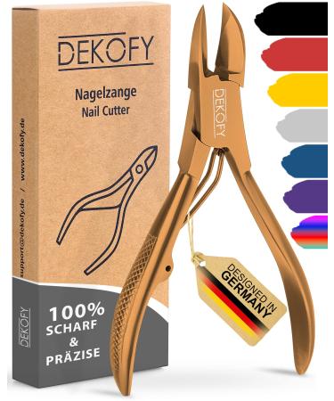 Decofy nail tongs stainless steel 11.5 cm - extra sharp nail scissors with precise cut - footnail scissors for thick nails - foot care nail care pedicure nail clipper toenails nail cutters rose gold rose gold -11.5cm
