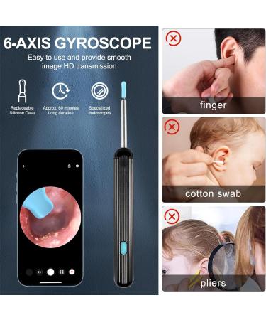 Ear Wax Removal Tool Camera Ear Cleaner with Camera Ear Cleaner with 6 LED Lights and 6 Soft for iOS & Android 1080P HD Ear Scope Black - Buy Online on GoSupps.com