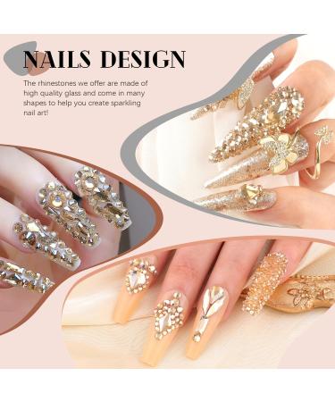 Champagne Gold Nail Rhinestones & Beads Set - 3220Pcs Flatback Gems & Round Beads for Nail Design Makeup & Acrylic Nails - A01-Champagne Gold-2 Boxes - Buy Online on GoSupps.com