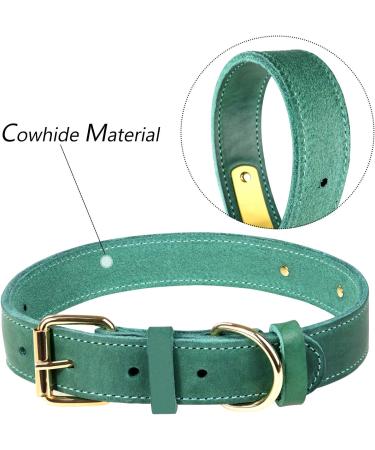 Tagme Personalized Leather Dog Collar - Engraved Name & Phone All Sizes (41-55cm) - Green - Buy Online on GoSupps.com