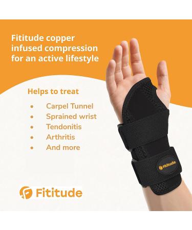 Fititude Copper Infused Wrist Brace for Sport Injuries - Large Left | Wrist Sprain & Tendonitis Support - Buy Online on GoSupps.com