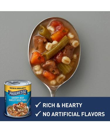 Progresso Rich & Hearty Savory Beef Barley Vegetable Soup - 18.6 oz Cans - Buy Online on GoSupps.com