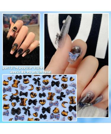 Shop Mixed Style Fashion 3D Nail Art Charms Kit - Resin Camellia Rose Butterfly Bow Moon Heart Bear Snake Hollow Pearl & Rhinestones - Buy Online on GoSupps.com