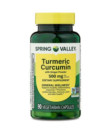 Turmeric Curcumin with Ginger Powder 500 mg 90 Vegetarian Capsules 90-Day Supply General Wellness Support Dietary Supplement
