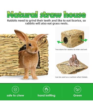 Handmade Edible Grass Bunny House for Rabbits, Guinea Pigs & Small Pets - Style 1 - Buy Online on GoSupps.com