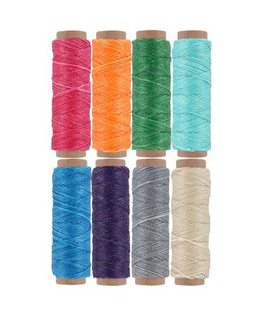264 Yards 150D Leather Sewing Waxed Thread Cord for Leather Craft DIY 1mm Diameter 8 Colors Sewing Thread Cord Each of 33 Yards (Color B)